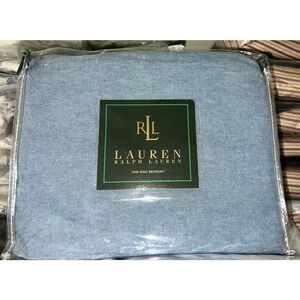 Ralph Lauren SEYCHELLES King Bed Skirt Chambray Blue Cotton New Vintage 150.00